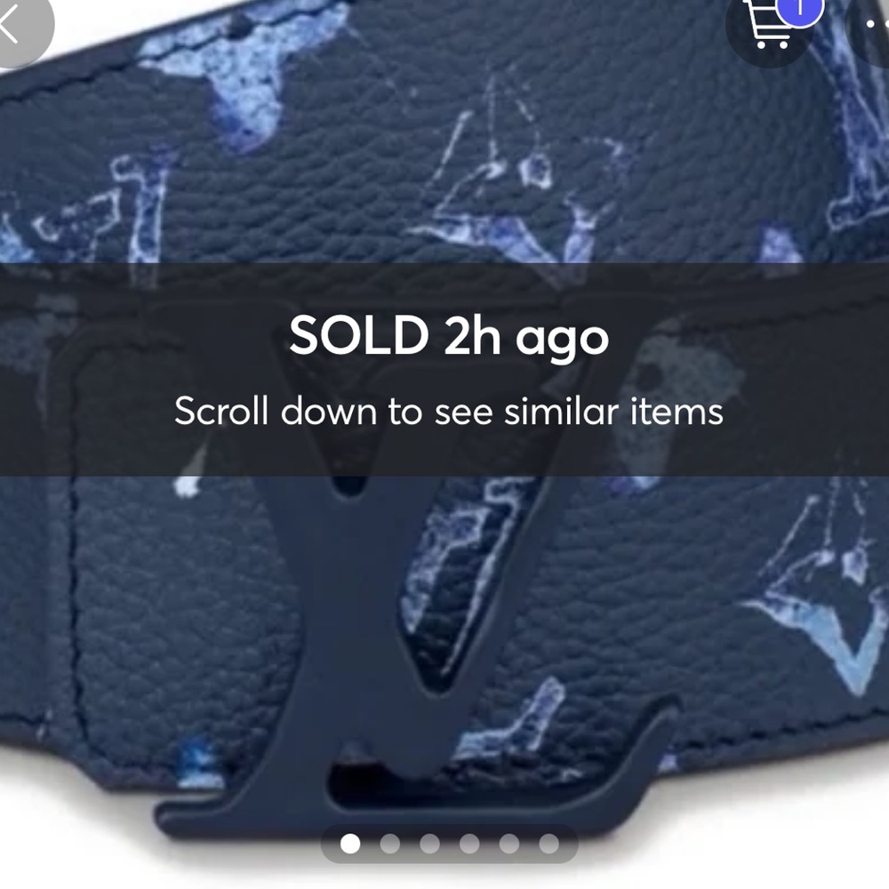 **SOLD** LV Men’s Monogram Blue Watercolor Print Designer Belt